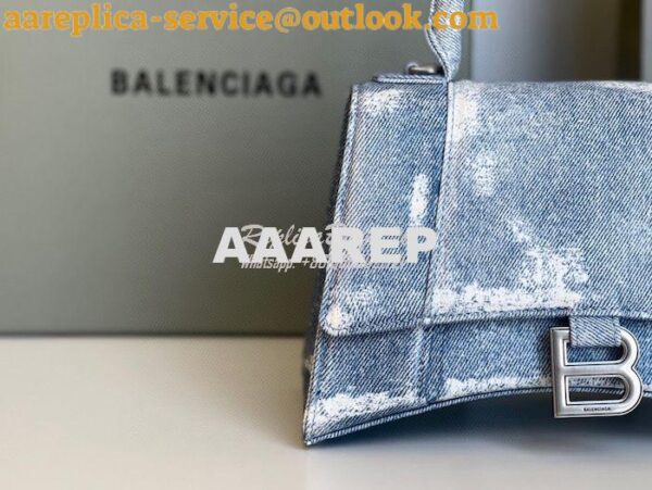 Replica Balenciaga Hourglass Top Handle Bag In Denim Printed 5935461 B 6