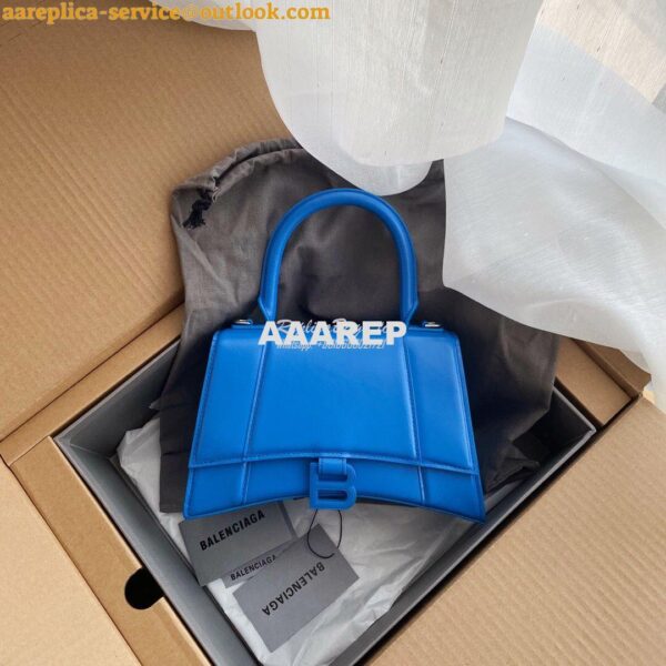 Replica Balenciaga Hourglass Top Handle Bag In Electric Blue Shiny Box 4