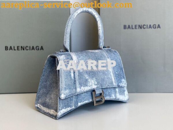 Replica Balenciaga Hourglass Top Handle Bag In Denim Printed 5935461 B 8