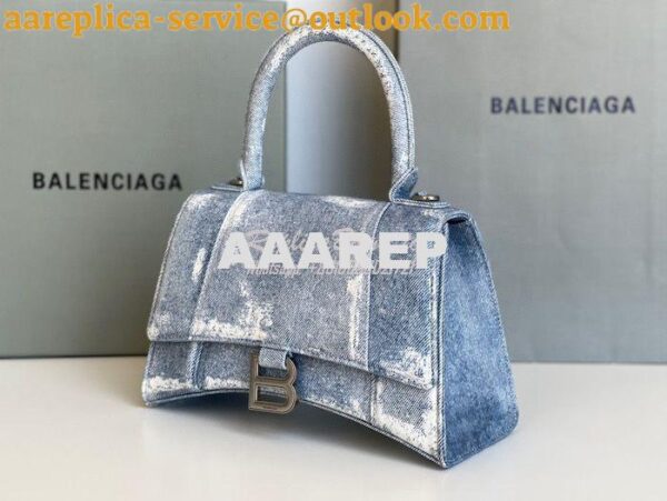 Replica Balenciaga Hourglass Top Handle Bag In Denim Printed 5935461 B 9