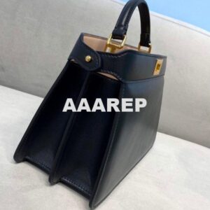 Replica Fendi 8BN323 Peekaboo ISEEU EAST-WEST Black Leather 70193S Bag 2