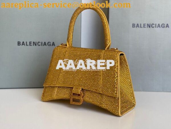 Replica Balenciaga Hourglass Top Handle Bag in Gold Suede Calfskin wit 6