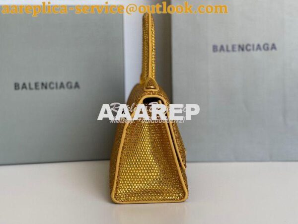 Replica Balenciaga Hourglass Top Handle Bag in Gold Suede Calfskin wit 7