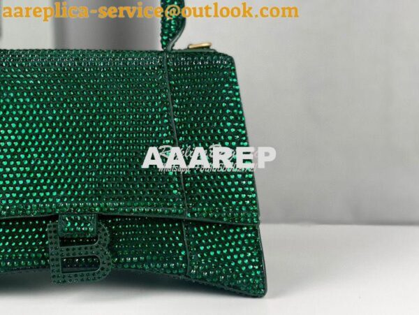 Replica Balenciaga Hourglass Top Handle Bag in Green Suede Calfskin wi 5