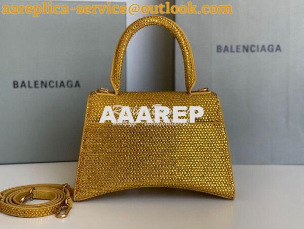 Replica Balenciaga Hourglass Top Handle Bag in Gold Suede Calfskin wit 8