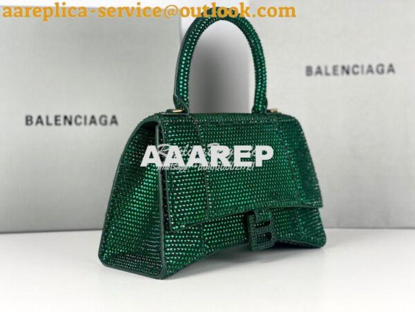 Replica Balenciaga Hourglass Top Handle Bag in Green Suede Calfskin wi 6