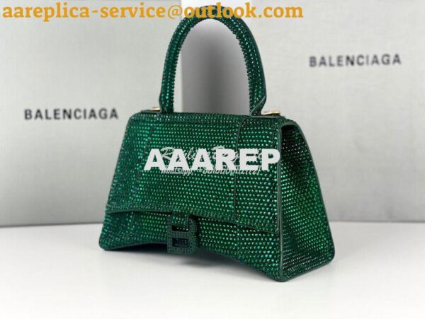 Replica Balenciaga Hourglass Top Handle Bag in Green Suede Calfskin wi 7