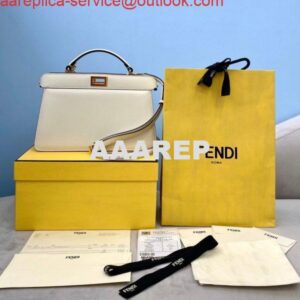 Replica Fendi 8BN323 Peekaboo ISEEU EAST-WEST White Leather 70193S Bag