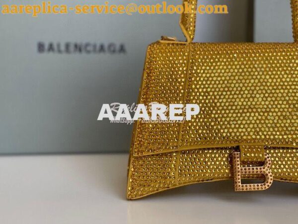 Replica Balenciaga Hourglass Top Handle Bag in Gold Suede Calfskin wit 10