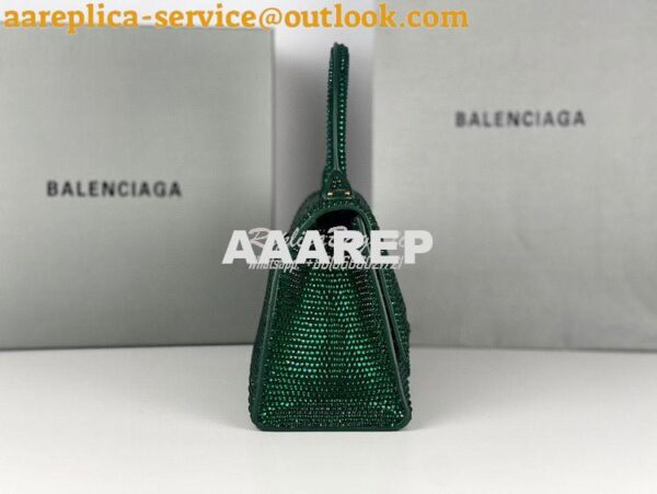 Replica Balenciaga Hourglass Top Handle Bag in Green Suede Calfskin wi 9