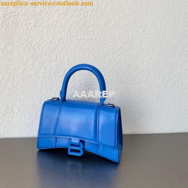 Replica Balenciaga Hourglass Top Handle Bag In Electric Blue Shiny Box 13