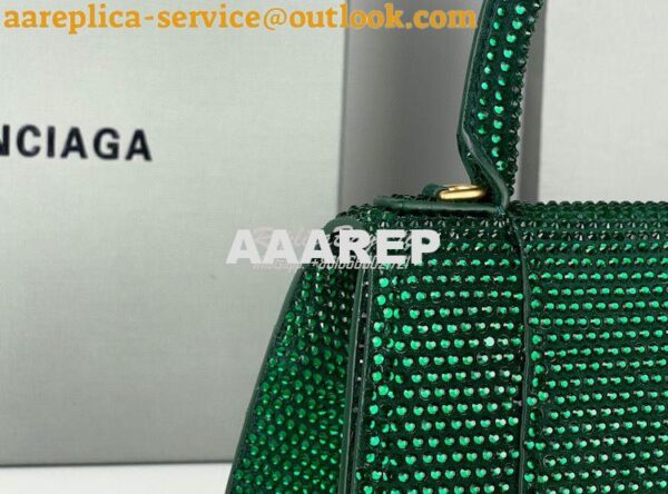 Replica Balenciaga Hourglass Top Handle Bag in Green Suede Calfskin wi 10