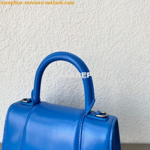 Replica Balenciaga Hourglass Top Handle Bag In Electric Blue Shiny Box 14