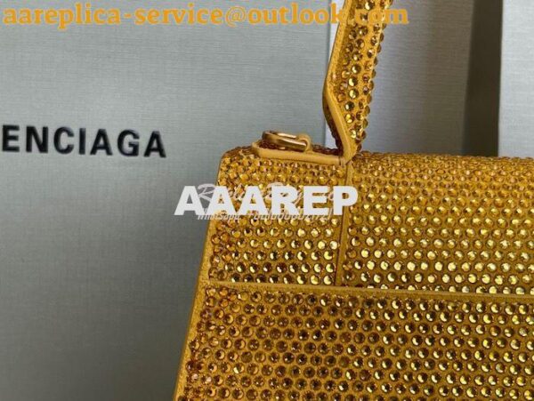 Replica Balenciaga Hourglass Top Handle Bag in Gold Suede Calfskin wit 14