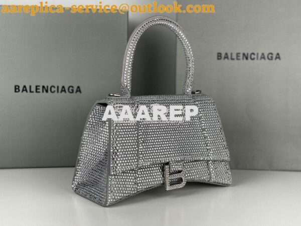 Replica Balenciaga Hourglass Top Handle Bag in Grey Suede Calfskin wit 5