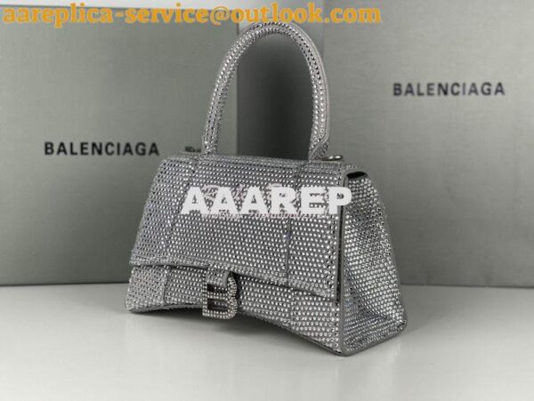 Replica Balenciaga Hourglass Top Handle Bag in Grey Suede Calfskin wit 6