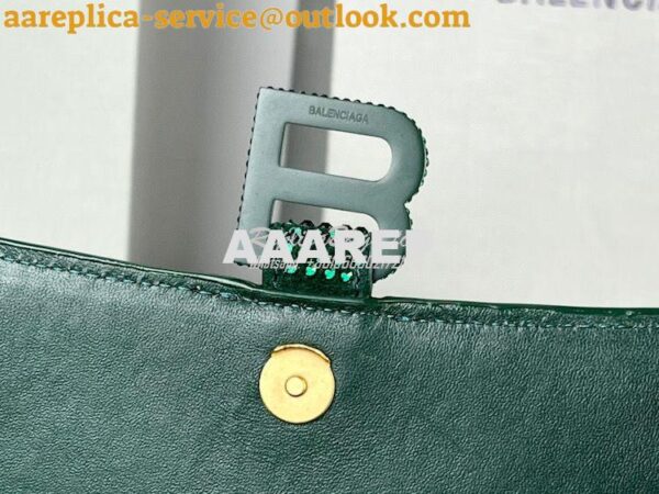 Replica Balenciaga Hourglass Top Handle Bag in Green Suede Calfskin wi 15