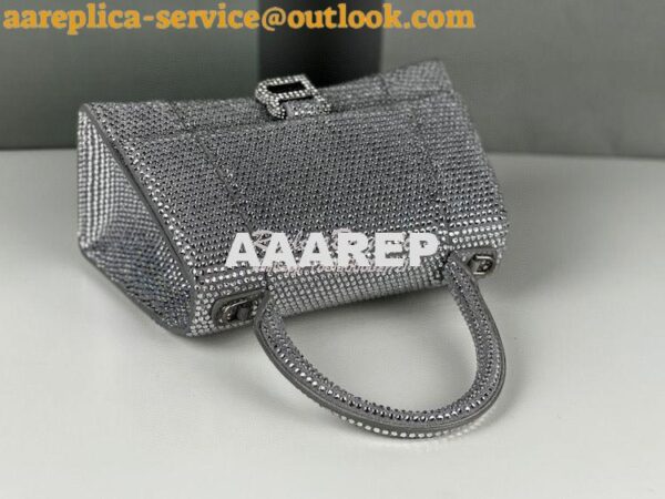 Replica Balenciaga Hourglass Top Handle Bag in Grey Suede Calfskin wit 8