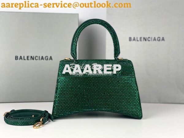 Replica Balenciaga Hourglass Top Handle Bag in Green Suede Calfskin wi 16