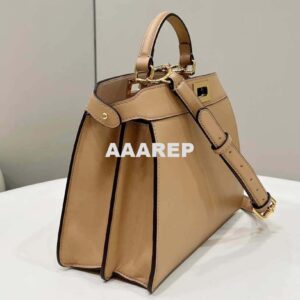 Replica Fendi 8BN327 Peekaboo ISeeU Small Apricot leather bag