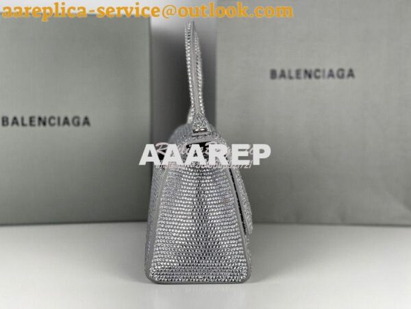 Replica Balenciaga Hourglass Top Handle Bag in Grey Suede Calfskin wit 9