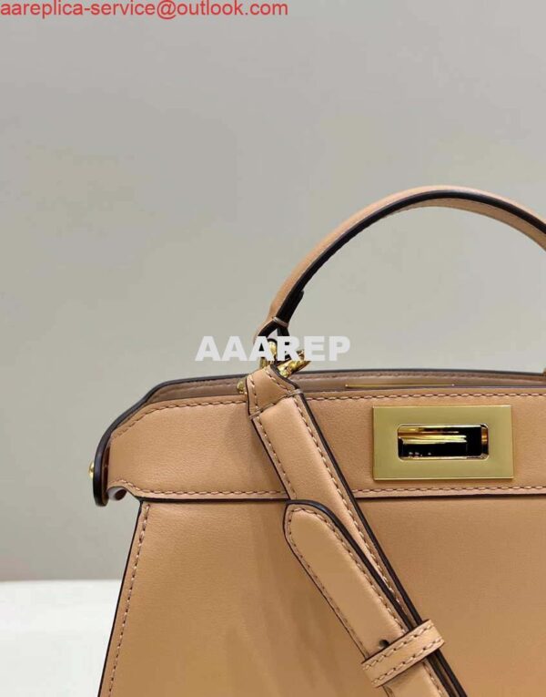 Replica Fendi 8BN327 Peekaboo ISeeU Small Apricot leather bag 6