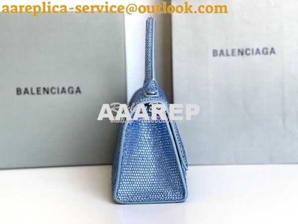 Replica Balenciaga Hourglass Top Handle Bag in Light Blue Suede Calfsk 9