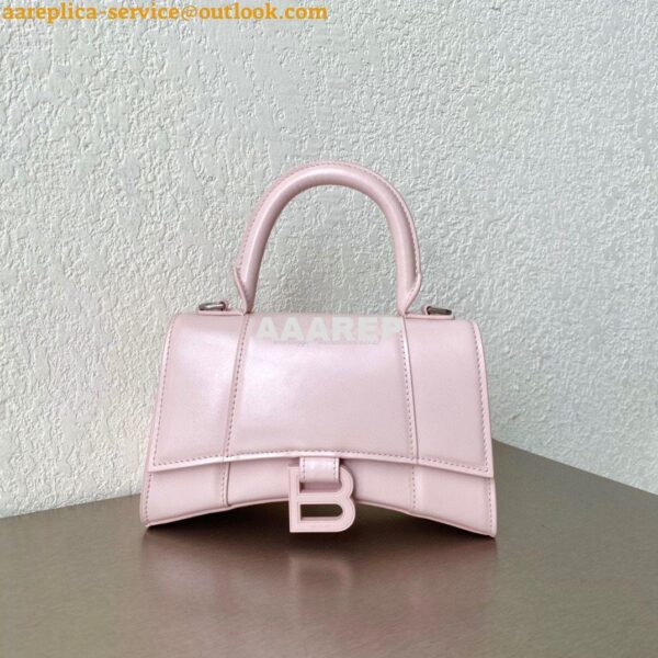 Replica Balenciaga Hourglass Top Handle Bag In Light Rose Shiny Box Ca 3