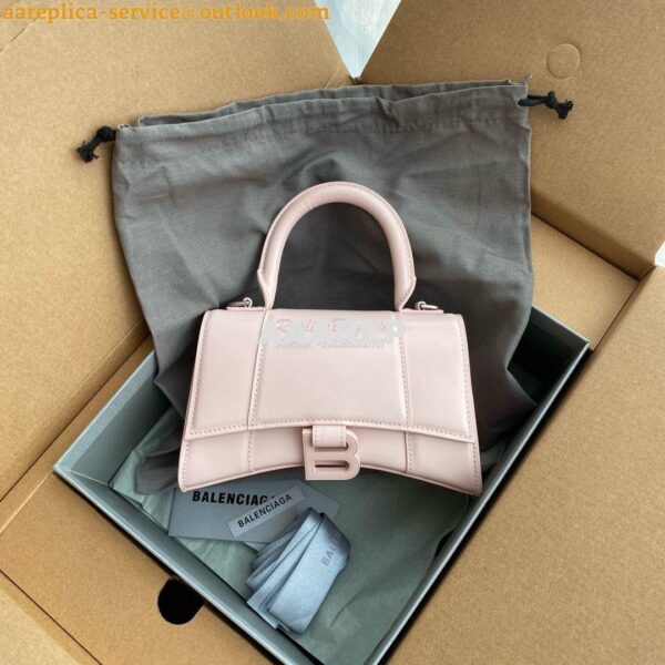 Replica Balenciaga Hourglass Top Handle Bag In Light Rose Shiny Box Ca 4