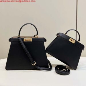 Replica Fendi 8BN327 Peekaboo ISeeU Small Black leather bag