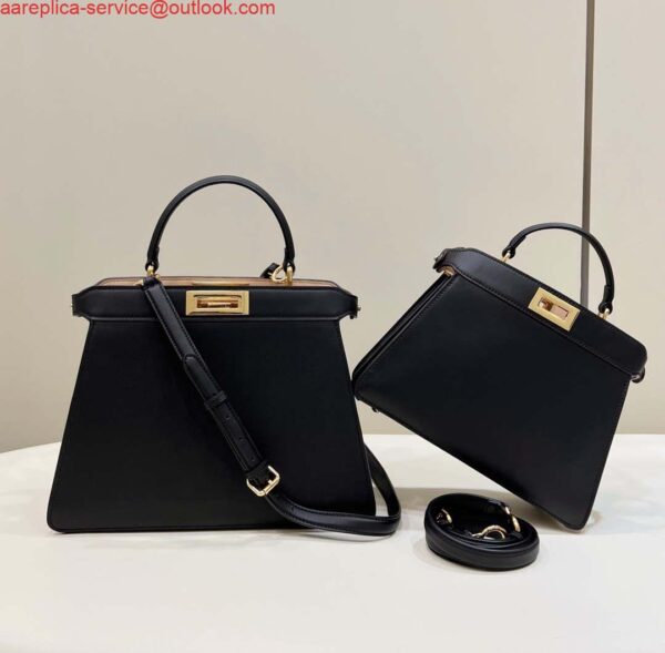 Replica Fendi 8BN327 Peekaboo ISeeU Small Black leather bag 3