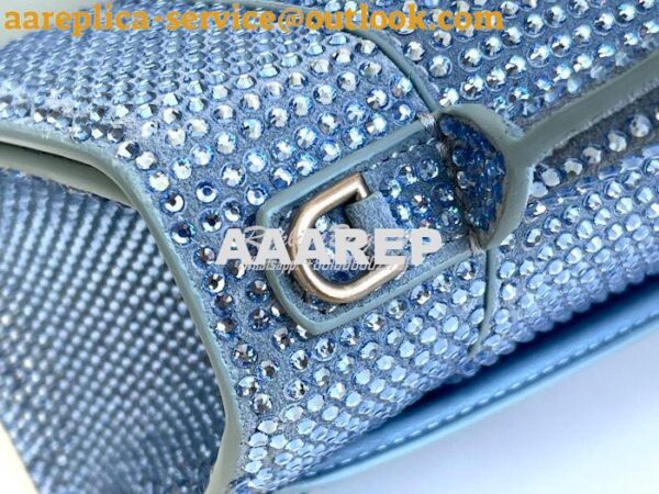 Replica Balenciaga Hourglass Top Handle Bag in Light Blue Suede Calfsk 17