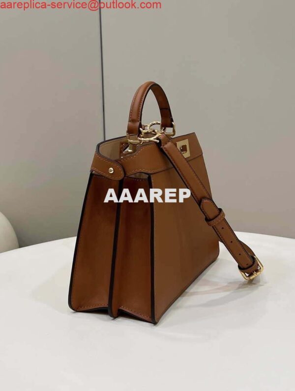 Replica Fendi 8BN327 Peekaboo ISeeU Small Brown leather bag 3