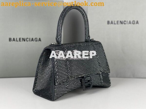 Replica Balenciaga Hourglass Top Handle Bag in Onyx Suede Calfskin wit 6