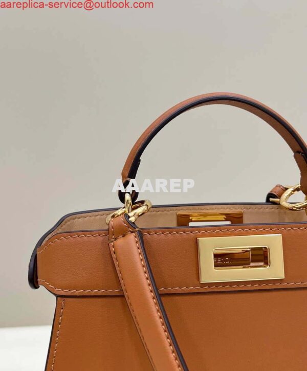 Replica Fendi 8BN327 Peekaboo ISeeU Small Brown leather bag 5