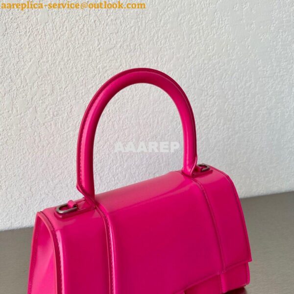 Replica Balenciaga Hourglass Top Handle Bag In Pink Shiny Box Calfskin 6