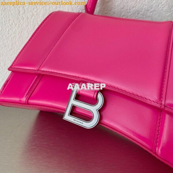 Replica Balenciaga Hourglass Top Handle Bag In Pink Shiny Box Calfskin 8