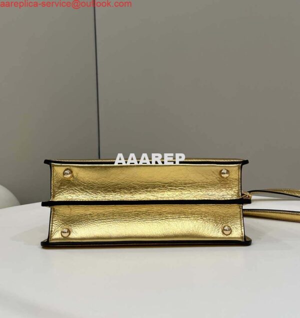 Replica Fendi 8BN327 Peekaboo ISeeU Small Gold leather bag 5