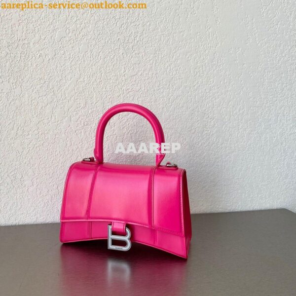 Replica Balenciaga Hourglass Top Handle Bag In Pink Shiny Box Calfskin 12