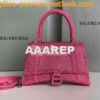 Replica Balenciaga Hourglass Top Handle Bag In Pink Shiny Box Calfskin