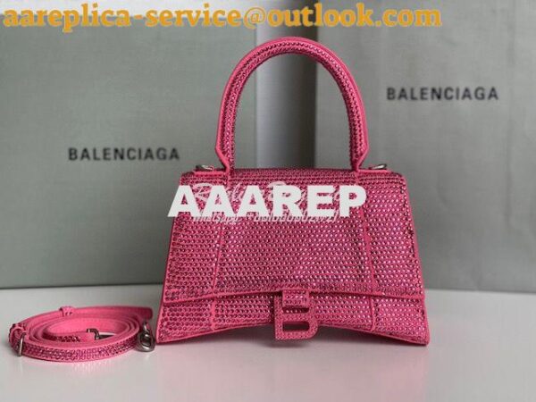 Replica Balenciaga Hourglass Top Handle Bag in Pink Suede Calfskin wit 3