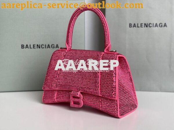 Replica Balenciaga Hourglass Top Handle Bag in Pink Suede Calfskin wit 5