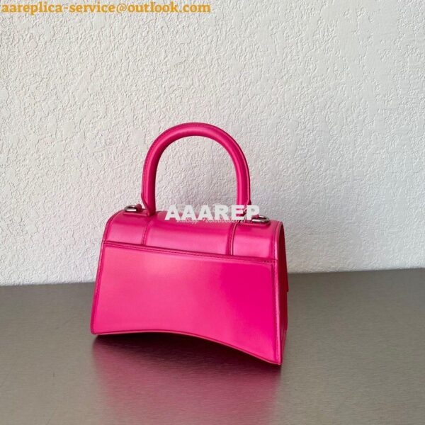 Replica Balenciaga Hourglass Top Handle Bag In Pink Shiny Box Calfskin 14