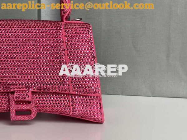 Replica Balenciaga Hourglass Top Handle Bag in Pink Suede Calfskin wit 6