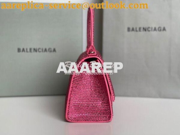 Replica Balenciaga Hourglass Top Handle Bag in Pink Suede Calfskin wit 7