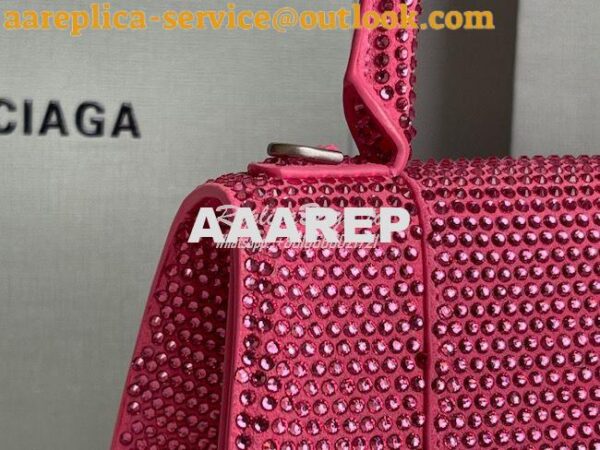 Replica Balenciaga Hourglass Top Handle Bag in Pink Suede Calfskin wit 8