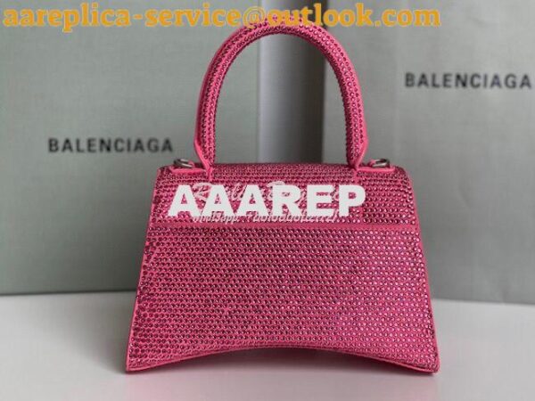 Replica Balenciaga Hourglass Top Handle Bag in Pink Suede Calfskin wit 15