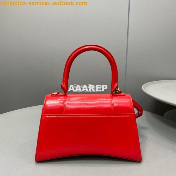 Replica Balenciaga Hourglass Top Handle Bag In Red Shiny Box Calfskin 12