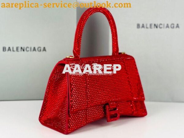 Replica Balenciaga Hourglass Top Handle Bag in Red Suede Calfskin with 5