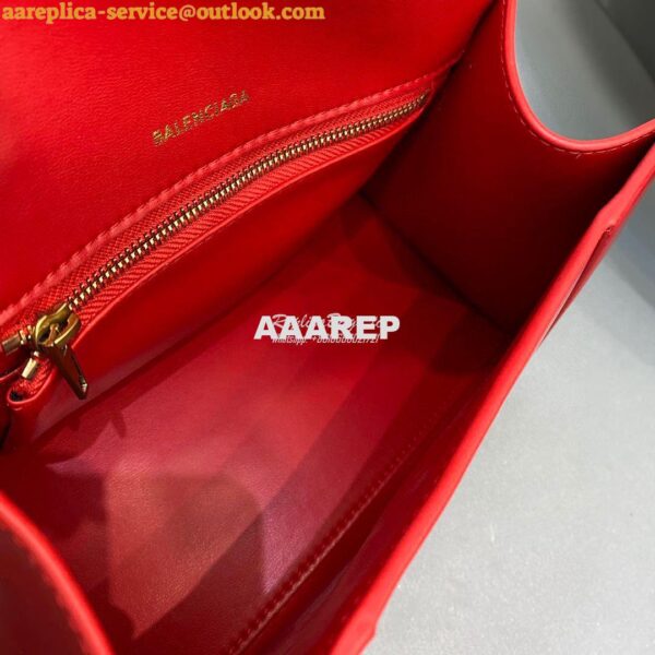 Replica Balenciaga Hourglass Top Handle Bag In Red Shiny Box Calfskin 15